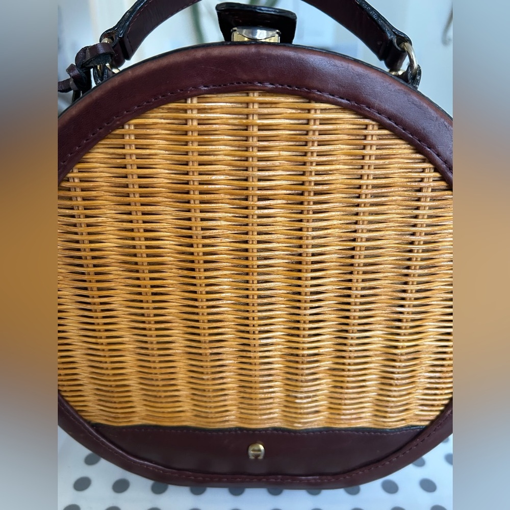 Etienne Aigner Tan and Brown Round Crossbody Bag Vintage - Picture 11 of 11